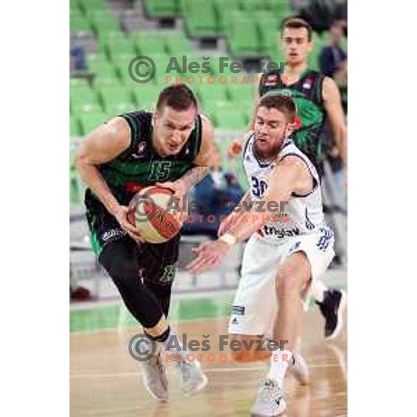 Gregor Hrovat of Petrol Olimpija in action during ABA league basketball match between Petrol Olimpija and MZT Skopje Aerodrom in SRC Stozice, Ljubljana on November 12, 2017