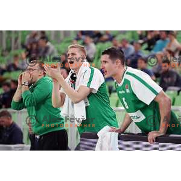 of Petrol Olimpija in action during ABA league basketball match between Petrol Olimpija and MZT Skopje Aerodrom in SRC Stozice, Ljubljana on November 12, 2017