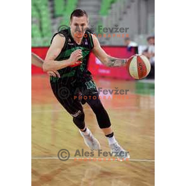 Gregor Hrovat of Petrol Olimpija in action during ABA league basketball match between Petrol Olimpija and MZT Skopje Aerodrom in SRC Stozice, Ljubljana on November 12, 2017
