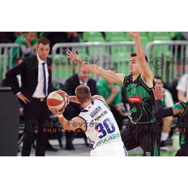 Roko Badzim of Petrol Olimpija in action during ABA league basketball match between Petrol Olimpija and MZT Skopje Aerodrom in SRC Stozice, Ljubljana on November 12, 2017