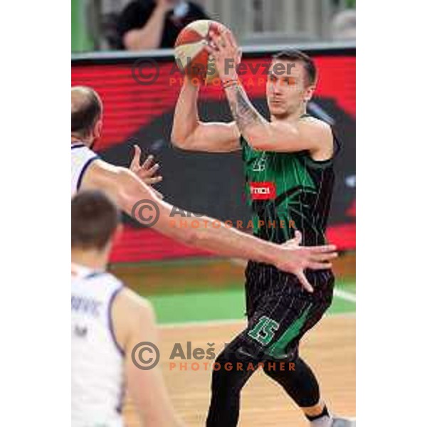 Gregor Hrovat of Petrol Olimpija in action during ABA league basketball match between Petrol Olimpija and MZT Skopje Aerodrom in SRC Stozice, Ljubljana on November 12, 2017