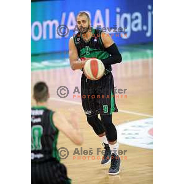 Jordan Morgan of Petrol Olimpija in action during ABA league basketball match between Petrol Olimpija and MZT Skopje Aerodrom in SRC Stozice, Ljubljana on November 12, 2017