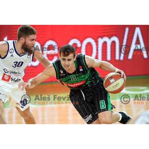Roko Badzim of Petrol Olimpija in action during ABA league basketball match between Petrol Olimpija and MZT Skopje Aerodrom in SRC Stozice, Ljubljana on November 12, 2017