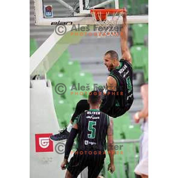 Jordan Morgan of Petrol Olimpija in action during ABA league basketball match between Petrol Olimpija and MZT Skopje Aerodrom in SRC Stozice, Ljubljana on November 12, 2017