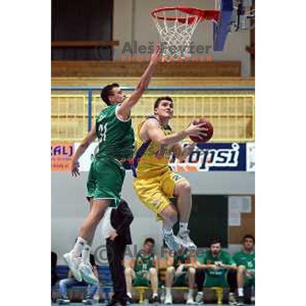 Zan Mark Sisko and Tjaz Rotar in action during Nova KBM league basketball match between Hopsi Polzela and Ilirija in Polzela Sports Hall, Slovenia on November 11, 2017