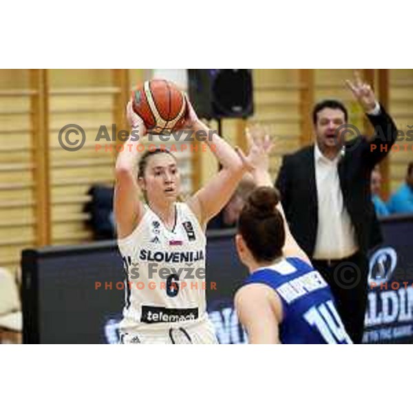 Annamaria Prezelj in action during FIBA Women\'s EuroBasket 2019 Qualifiers match between Slovenia and Finland in Celje, Slovenia on November 15, 2017