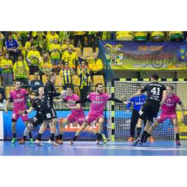 Borut Mackovsek of Celje in action during EHF Champions League 2017/18 handball match between Celje PL and Kiel, played in Arena Zlatorog, Celje, Slovenia on November 19, 2017