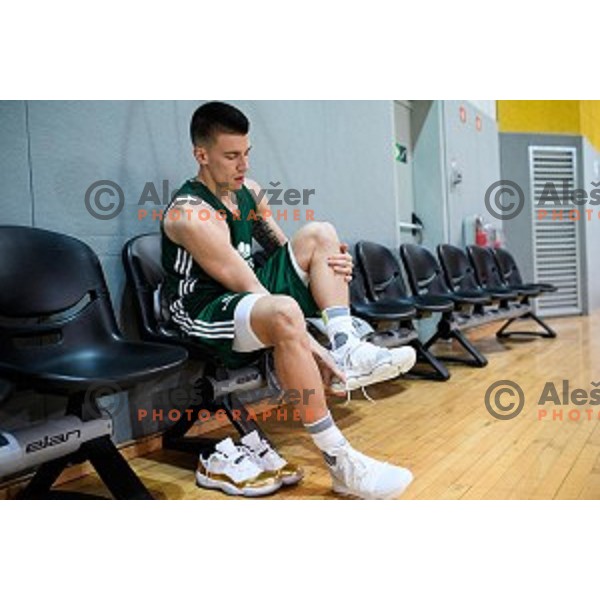 Matic Rebec in action during training of the Slovenian national basketball team in Arena Stozice, Ljubljana, Slovenia on November 20, 2017