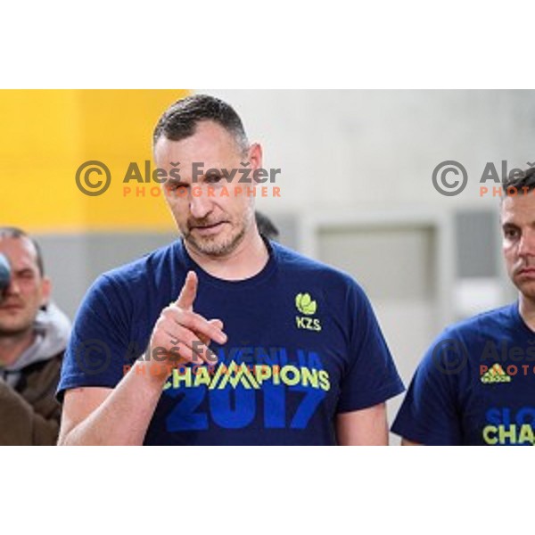 Rado Trifunovic in action during training of the Slovenian national basketball team in Arena Stozice, Ljubljana, Slovenia on November 20, 2017