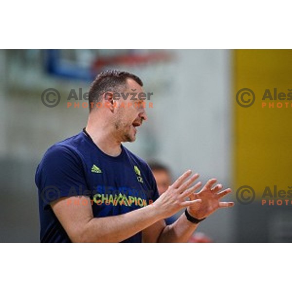 Rado Trifunovic in action during training of the Slovenian national basketball team in Arena Stozice, Ljubljana, Slovenia on November 20, 2017