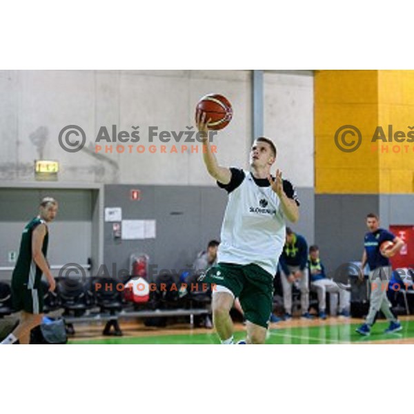 Luka Rupnik in action during training of the Slovenian national basketball team in Arena Stozice, Ljubljana, Slovenia on November 20, 2017