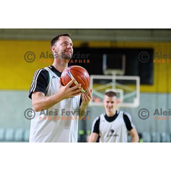 Sasa Zagorac in action during training of the Slovenian national basketball team in Arena Stozice, Ljubljana, Slovenia on November 20, 2017