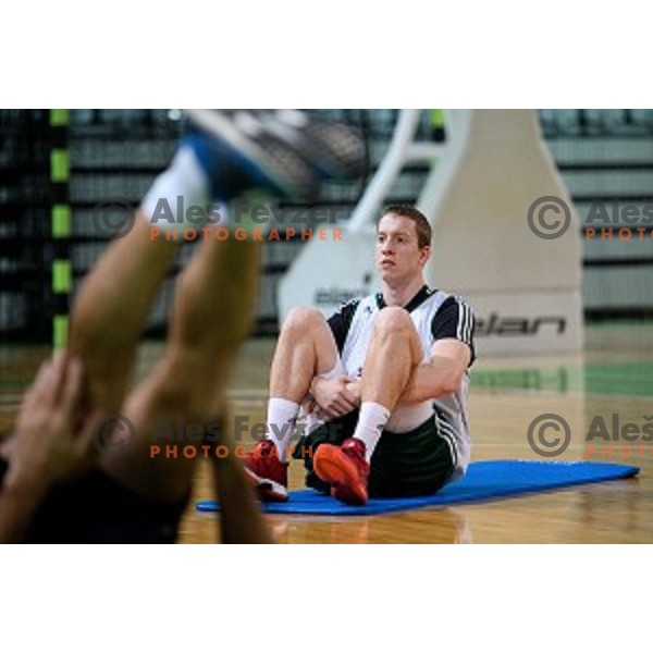 Luka Lapornik in action during training of the Slovenian national basketball team in Arena Stozice, Ljubljana, Slovenia on November 20, 2017