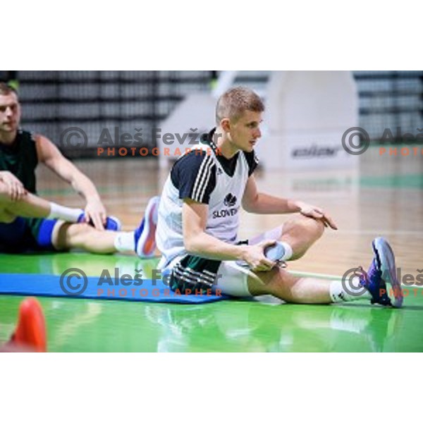Luka Rupnik in action during training of the Slovenian national basketball team in Arena Stozice, Ljubljana, Slovenia on November 20, 2017