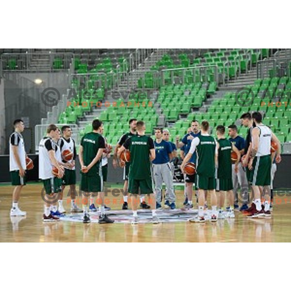 Team Slovenia in action during training of the Slovenian national basketball team in Arena Stozice, Ljubljana, Slovenia on November 21, 2017
