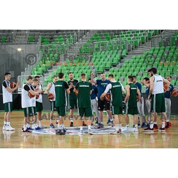 Team Slovenia in action during training of the Slovenian national basketball team in Arena Stozice, Ljubljana, Slovenia on November 21, 2017