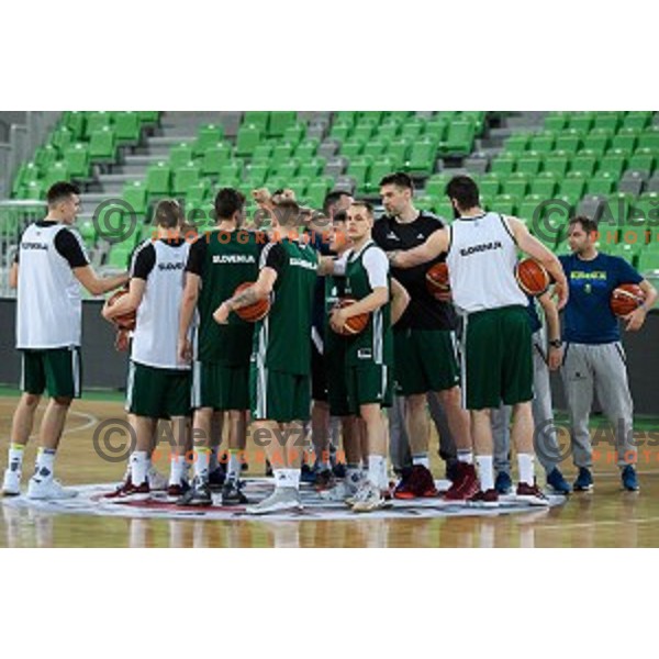 Team Slovenia in action during training of the Slovenian national basketball team in Arena Stozice, Ljubljana, Slovenia on November 21, 2017