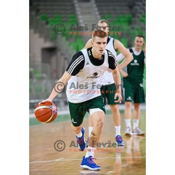 Luka Rupnik in action during training of the Slovenian national basketball team in Arena Stozice, Ljubljana, Slovenia on November 21, 2017