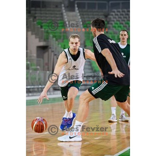 Jaka Blazic in action during training of the Slovenian national basketball team in Arena Stozice, Ljubljana, Slovenia on November 21, 2017