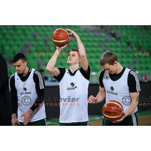 Luka Rupnik in action during training of the Slovenian national basketball team in Arena Stozice, Ljubljana, Slovenia on November 21, 2017