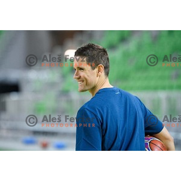 Jaka Lakovic in action during training of the Slovenian national basketball team in Arena Stozice, Ljubljana, Slovenia on November 21, 2017
