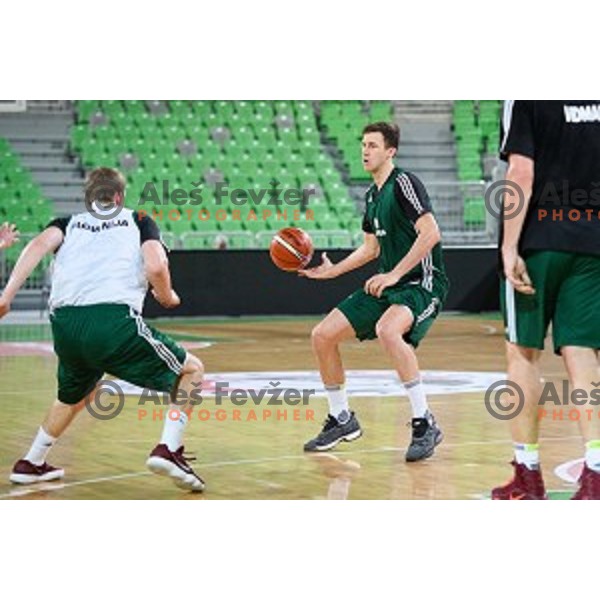 Blaz Makhovic in action during training of the Slovenian national basketball team in Arena Stozice, Ljubljana, Slovenia on November 21, 2017