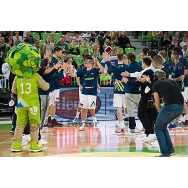 Matic Rebec in action during FIBA Basketball World Cup 2019 European qualifiers basketball match between Slovenia and Belarus, Stozice Arena, Ljubljana, Slovenia on November 24, 2017