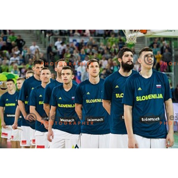 Team Slovenia in action during FIBA Basketball World Cup 2019 European qualifiers basketball match between Slovenia and Belarus, Stozice Arena, Ljubljana, Slovenia on November 24, 2017