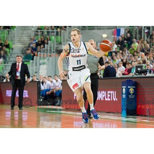 Jaka Blazic in action during FIBA Basketball World Cup 2019 European qualifiers basketball match between Slovenia and Belarus, Stozice Arena, Ljubljana, Slovenia on November 24, 2017