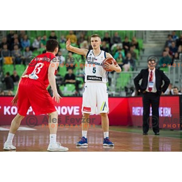 Luka Rupnik in action during FIBA Basketball World Cup 2019 European qualifiers basketball match between Slovenia and Belarus, Stozice Arena, Ljubljana, Slovenia on November 24, 2017