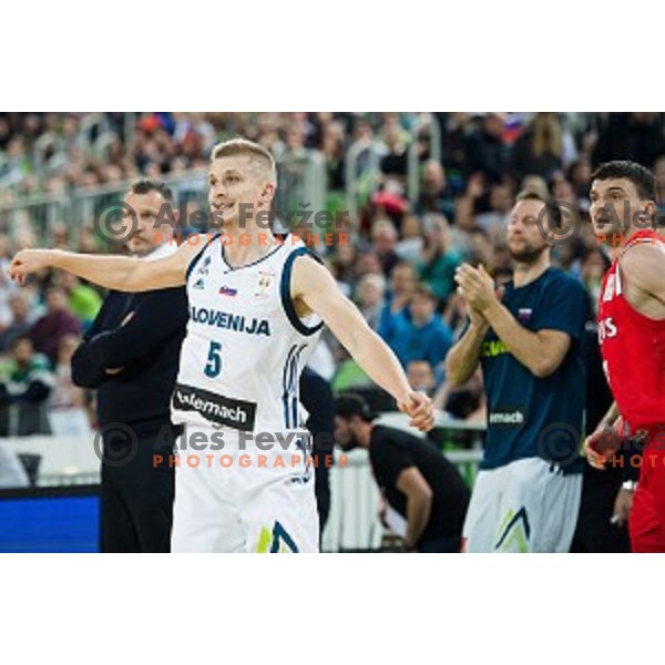 Luka Rupnik in action during FIBA Basketball World Cup 2019 European qualifiers basketball match between Slovenia and Belarus, Stozice Arena, Ljubljana, Slovenia on November 24, 2017