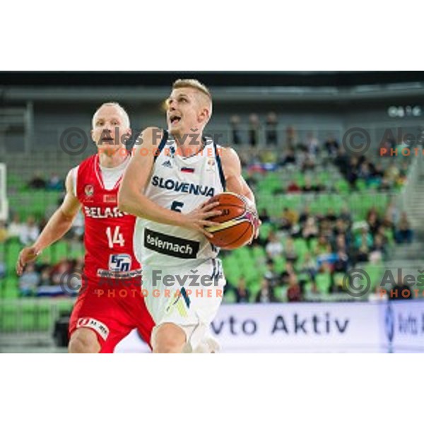 Luka Rupnik in action during FIBA Basketball World Cup 2019 European qualifiers basketball match between Slovenia and Belarus, Stozice Arena, Ljubljana, Slovenia on November 24, 2017