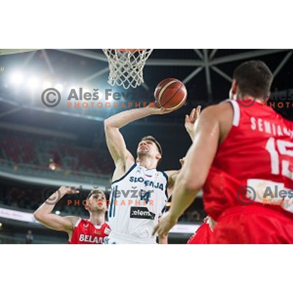 Gasper Vidmar in action during FIBA Basketball World Cup 2019 European qualifiers basketball match between Slovenia and Belarus, Stozice Arena, Ljubljana, Slovenia on November 24, 2017