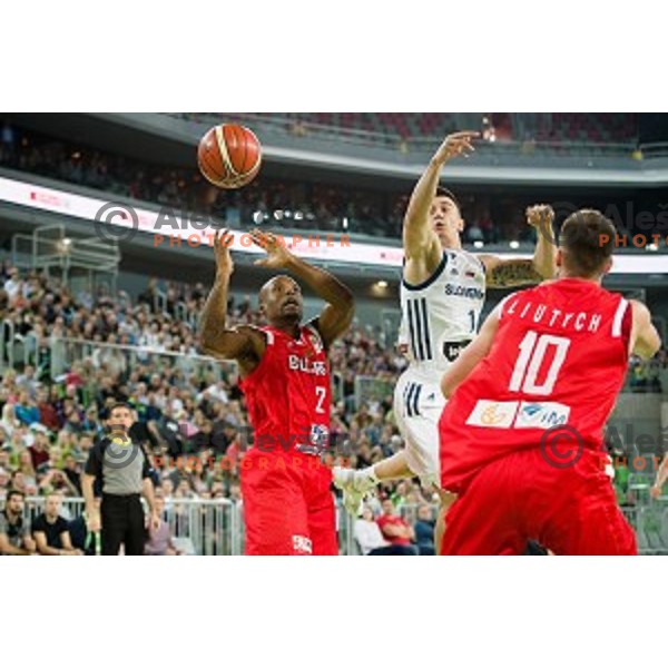 Matic Rebec in action during FIBA Basketball World Cup 2019 European qualifiers basketball match between Slovenia and Belarus, Stozice Arena, Ljubljana, Slovenia on November 24, 2017