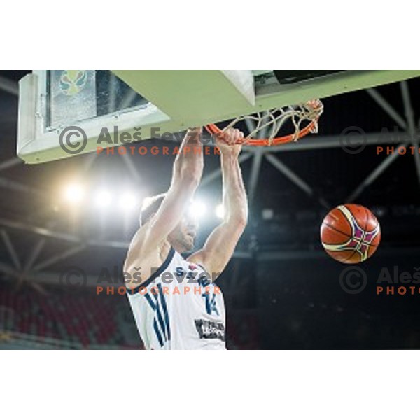 Gasper Vidmar in action during FIBA Basketball World Cup 2019 European qualifiers basketball match between Slovenia and Belarus, Stozice Arena, Ljubljana, Slovenia on November 24, 2017