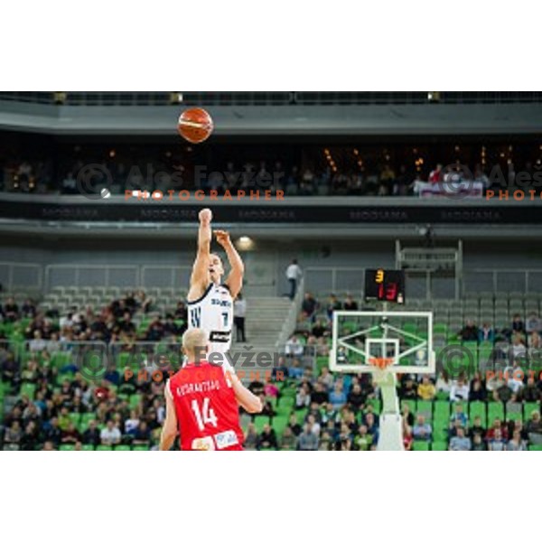 Klemen Prepelic in action during FIBA Basketball World Cup 2019 European qualifiers basketball match between Slovenia and Belarus, Stozice Arena, Ljubljana, Slovenia on November 24, 2017