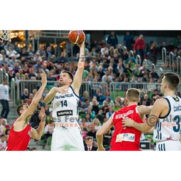Gasper Vidmar in action during FIBA Basketball World Cup 2019 European qualifiers basketball match between Slovenia and Belarus, Stozice Arena, Ljubljana, Slovenia on November 24, 2017