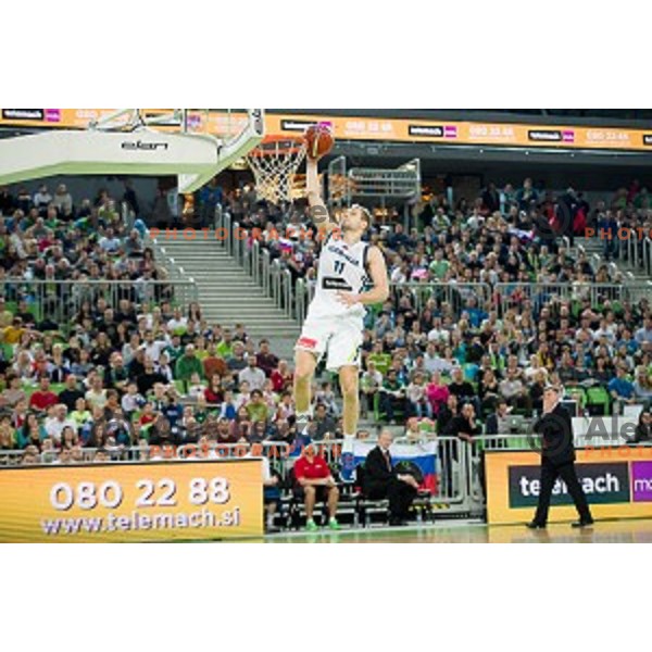 Jaka Blazic in action during FIBA Basketball World Cup 2019 European qualifiers basketball match between Slovenia and Belarus, Stozice Arena, Ljubljana, Slovenia on November 24, 2017