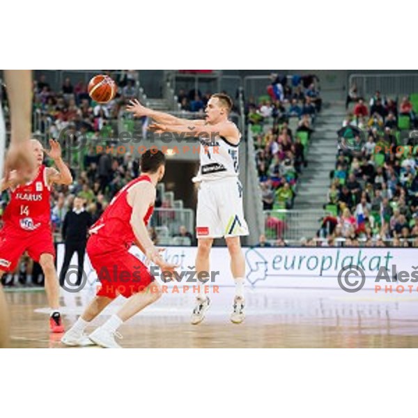 Klemen Prepelic in action during FIBA Basketball World Cup 2019 European qualifiers basketball match between Slovenia and Belarus, Stozice Arena, Ljubljana, Slovenia on November 24, 2017