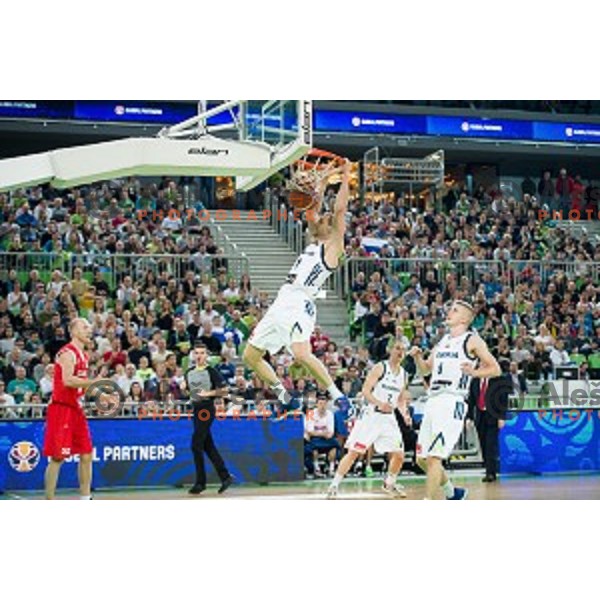 Jaka Blazic in action during FIBA Basketball World Cup 2019 European qualifiers basketball match between Slovenia and Belarus, Stozice Arena, Ljubljana, Slovenia on November 24, 2017