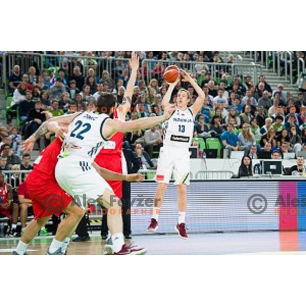 Miha Lapornik in action during FIBA Basketball World Cup 2019 European qualifiers basketball match between Slovenia and Belarus, Stozice Arena, Ljubljana, Slovenia on November 24, 2017