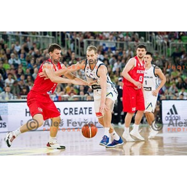 Jaka Blazic in action during FIBA Basketball World Cup 2019 European qualifiers basketball match between Slovenia and Belarus, Stozice Arena, Ljubljana, Slovenia on November 24, 2017