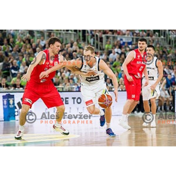 Jaka Blazic in action during FIBA Basketball World Cup 2019 European qualifiers basketball match between Slovenia and Belarus, Stozice Arena, Ljubljana, Slovenia on November 24, 2017