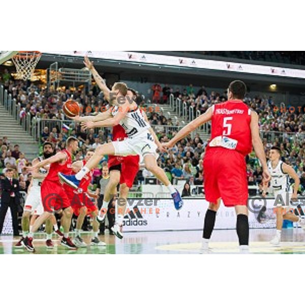 Jaka Blazic in action during FIBA Basketball World Cup 2019 European qualifiers basketball match between Slovenia and Belarus, Stozice Arena, Ljubljana, Slovenia on November 24, 2017