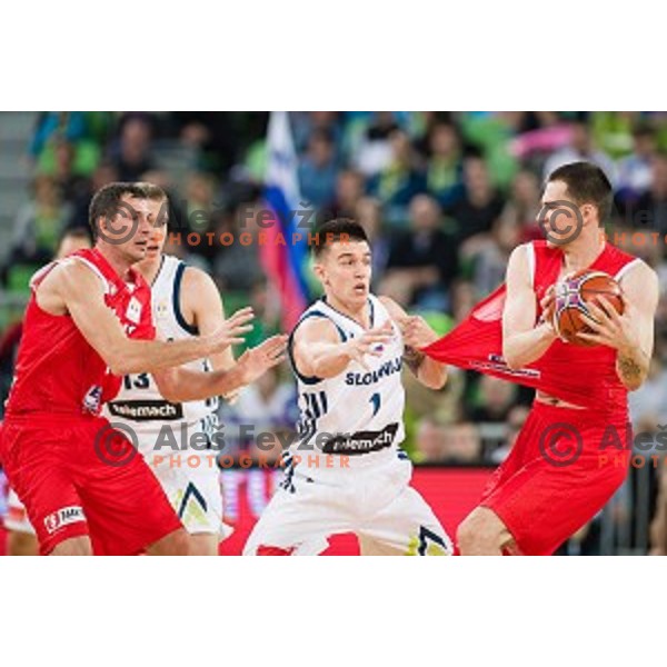 Matic Rebec in action during FIBA Basketball World Cup 2019 European qualifiers basketball match between Slovenia and Belarus, Stozice Arena, Ljubljana, Slovenia on November 24, 2017