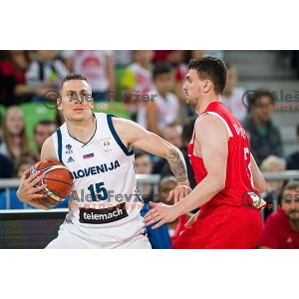 Gregor Hrovat in action during FIBA Basketball World Cup 2019 European qualifiers basketball match between Slovenia and Belarus, Stozice Arena, Ljubljana, Slovenia on November 24, 2017