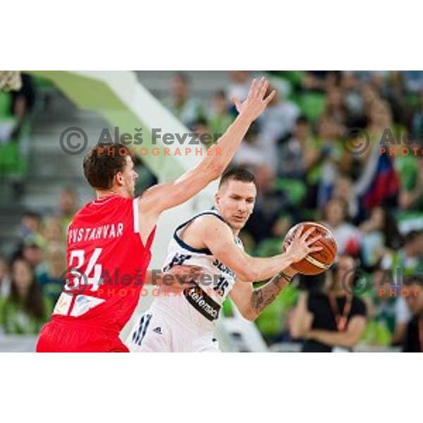 Gregor Hrovat in action during FIBA Basketball World Cup 2019 European qualifiers basketball match between Slovenia and Belarus, Stozice Arena, Ljubljana, Slovenia on November 24, 2017