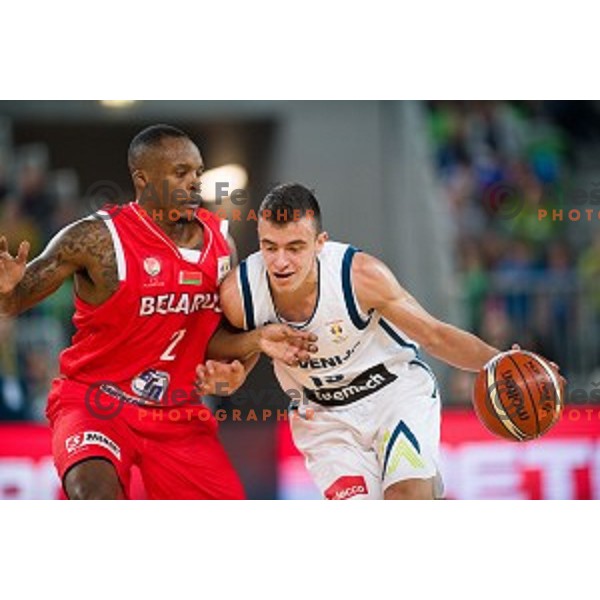 Zan Mark Sisko in action during FIBA Basketball World Cup 2019 European qualifiers basketball match between Slovenia and Belarus, Stozice Arena, Ljubljana, Slovenia on November 24, 2017