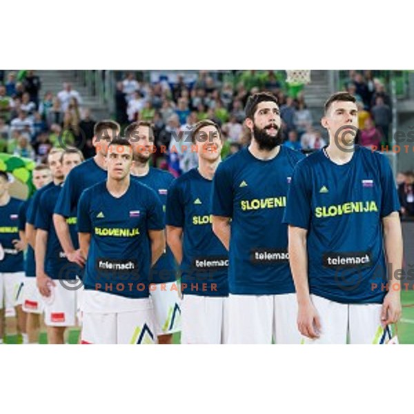 Team Slovenia in action during FIBA Basketball World Cup 2019 European qualifiers basketball match between Slovenia and Belarus, Stozice Arena, Ljubljana, Slovenia on November 24, 2017