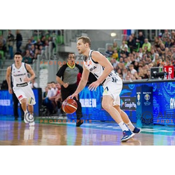 Jaka Blazic in action during FIBA Basketball World Cup 2019 European qualifiers basketball match between Slovenia and Belarus, Stozice Arena, Ljubljana, Slovenia on November 24, 2017